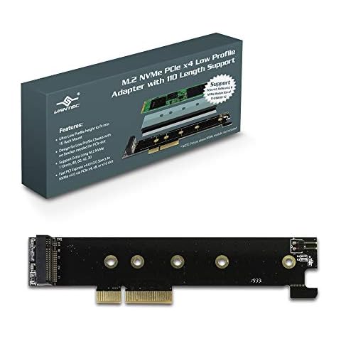 Vantec M.2 NVMe PCIe x4 Low Profile Adapter with 110 Length Support (UGT-M2PC130), Black Cover