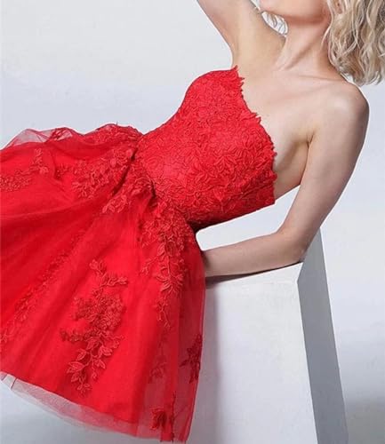 Lace Homecoming Dresses Short A Line Strapless Formal Cocktail Party Gowns4