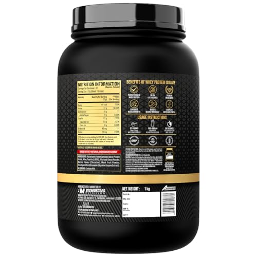 Image of Bigmuscles Nutrition Gold Whey Isolate (1kg, Rich Chocolate) | 27g Whey Protein Isolate 90% | 7 Natural Ingredients Only | 0 Added Sugar | Clean Label Project Purity Award USA