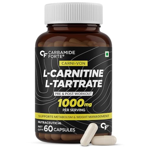 CF Carbamide Forte L Carnitine Supplement 1000mg Capsules for Men & Women | Pre Workout Supplement -Veg Capsules 60 Count