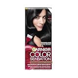 Garnier Color Sensation Coloration - Noir 1.0 - Coloration Crème Permanente - Tous Types de Cheveux - Couleur jusqu'à 10 Semaines & Couvre les Cheveux Blancs 100%