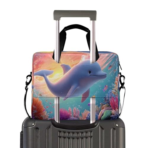 Maletín para portátil con diseño delfín y puesta de sol coral miniatura 3