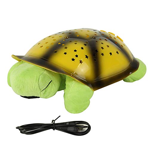 Luminária Abajur Infantil Tartaruga Musical Som Projetor de Estrelas em Led - TAT250R
