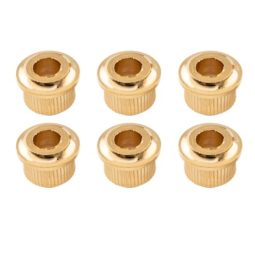 Musiclily Pro Metal Vintage/Modern 6mm to 10mm Guitar Tuner Conversion Bushings Tuning Pegs Adapter Ferrules, Gold (Set of 6)