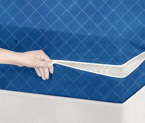 Image of BSB HOME Premium Cotton Mattress Cover /Protector with Zipper Chain|Provides All Around Protection with 360 Encasing |Diwan Size Bed - 72x48+6 inches (6 x 4 ft Mattress) - Pack of 1 - Blue