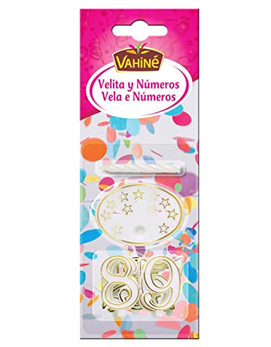 VAHINÉ – Pastelería - Velitas y Números - Para Pasteles de Cumpleaños - 1 Velita, 1 Base, 10 Cifras (1-9)
