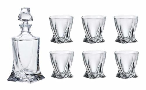 SOLAVIA Quadro - Decantador de cristal (850 ml, 6 vasos de 340 ml, en caja de regalo)