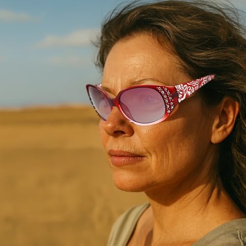 Machify Okulary przeciwsłoneczne w stylu retro dla kobiet, stylowe okulary z lekką ramą PC i akcentami