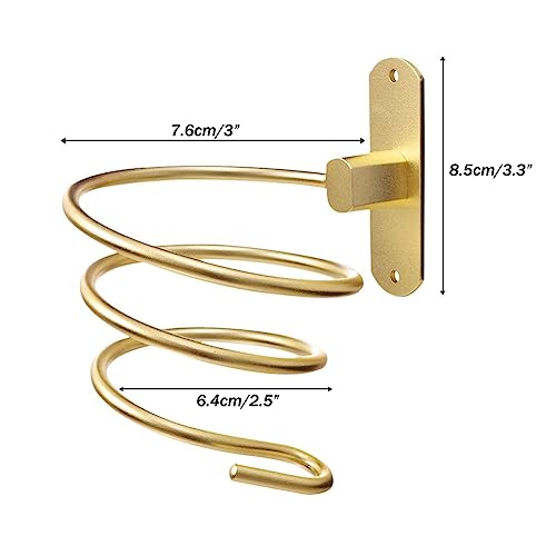 YWHWXB Bathroom Hair Dryer Holder, Spiral Blow Dryer Rack Wall Mounted Aluminum Holder (Gold) - Image 3