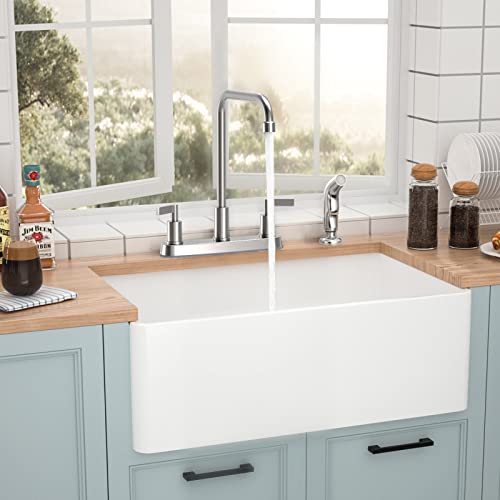 Kitchen Faucet with Sprayer,Brushed Nickel Kitchen Sink Faucet,3 Hole or 4 Hole Faucet for Kitchen Sink,Stainless Steel 2 Handle Kitchen Faucet with Side Sprayer,4 Hole Kitchen Faucets - Image 8