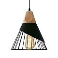 Mxsaoud Modern Black Pendant Light Over Kitchen Island, Adjustable Wood Hanging Light Fixture,Industrial Pendant Lighting for Dining Room,Living Room,Bedroom,Hallway,Kitchen,Bar