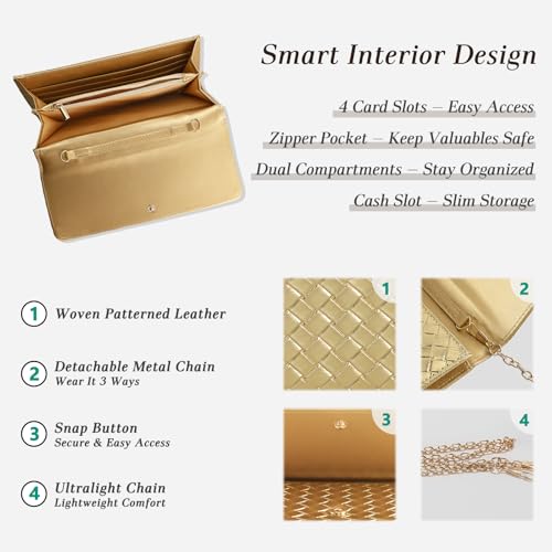 Image of U+U Small Crossbody Bags for Women, Cell Phone Purse Mini Clutch Bag with Removable Chain, Card Slots - Lightweight Purse