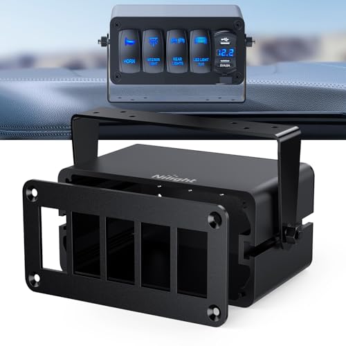 Image of Nilight 5 Gang Rocker Switch Box Detachable Housing 5 Holes Aluminum Panel
