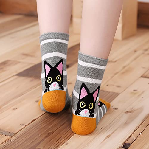 Image of CaiDieNu Women's Animal Toe Socks - Cotton Five Finger Colorful Funny Casual Crew Socks for Ladies