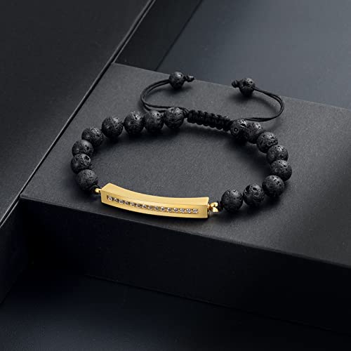 Image of memorial jewelry Classic Crystal Urn Bracelet Lava Stone 316L Stainless Steel Cremation Bangle Keepsake Urn Bracelet for Ashes