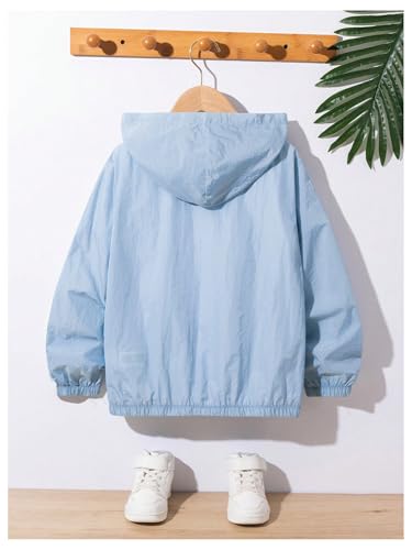 MakeMeChic Boy's Striped Hooded Jacket Full Zip Long Sleeve Sun Protection Windbreaker Coat Outwear2