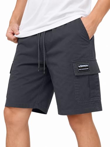 Image of Veirdo Men Twill Woven Cargo Shorts Lightweight Summer & Outdoor Wear Drawstring Waist Multi Pocket Design Adjustable Fit Comfortable, (S to 2XL)