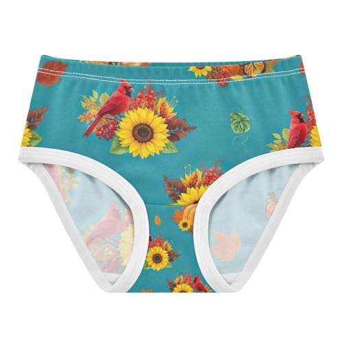 Girls Panties, Pumpkins Sunflowers Autumn Leaves Toddler Girl Briefs, Cotton Underwear for Girls, 2T–8 Years