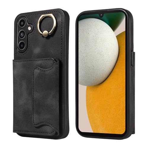 Étui Samsung Galaxy A15 avec anneau rotatif 360 et double fermoir magnétique noir