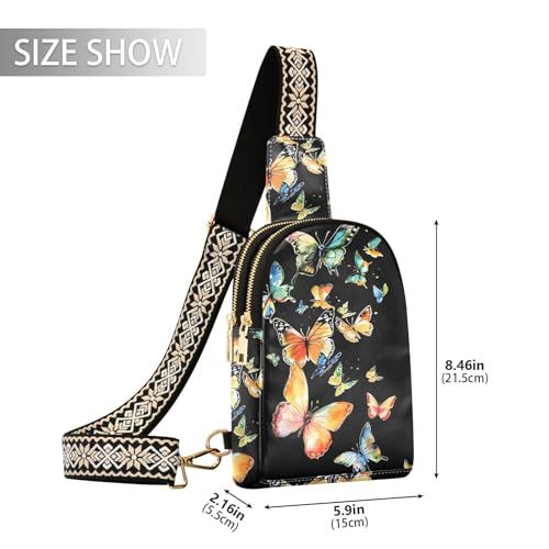Butterfly Bag Small Sling Bag for Women Butterflies Black Leather Crossbody Bags Chest Bag Waist Packs2