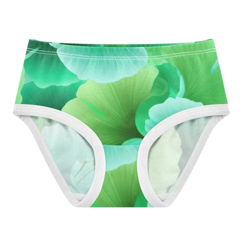 Toddler Underwear Floral 2t Cotton Girl Panties Cute Pattern Kids Undies Briefs Ginkgo Leaves Green Teal