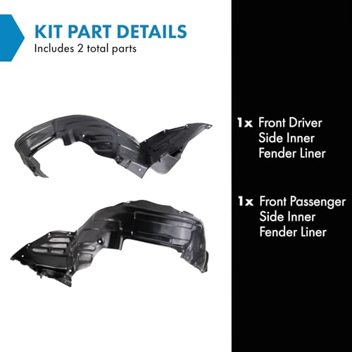 Image of TRQ Front Inner Fender Liner Set Compatible with 1995-2000 Lexus LS400 LX1250107 LX1251107