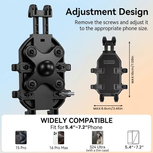 Image of ZORBES Motorcycle Phone Mount Holder with Dual Vibration Dampener Metal Extension Clamp 150mph Anti Shock Secure Handlebar Phone Holder for Motorcycle and Bicycle Riding