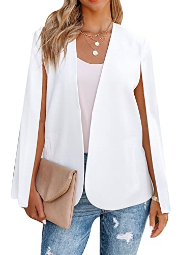 EFOFEI Womens Split Sleeve Lapel Blazers Casual Work Suit Open Front Cardigan with Pockets