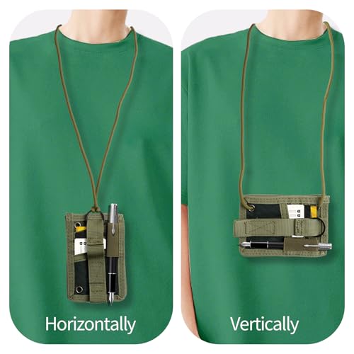 2 in 1 Taktisches Ausweisetui mit Fenster, 3 Kartensteckplätze und Stifttasche Grünes Ausweisetui Multifunktionaler Ausweishalter Ausziehbares Lanyard
