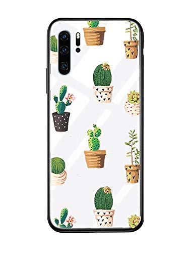 Alsoar Case ersatz für Huawei P20 Lite Hülle Transparent Silikon Handyhülle Durchsichtig Antikratz Schutzhülle,Gehärtetem Glas Rückseite mit Soft Rahmen Süß Shell für Huawei P20 Lite (Grüne Pflanze) Cover