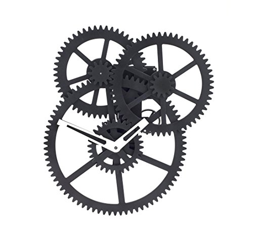 Kikkerland WALL TRIPLE GEAR CLOCK Fietsopslag, zwart, één maat