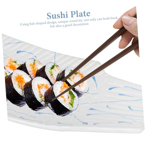 Plato decorativo para sushi forma pez cerámica miniatura 6