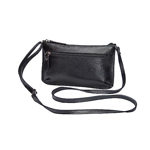 Bolsa Feminina Pequena Transversal Couro Legítimo Ziper Madamix (Preta)