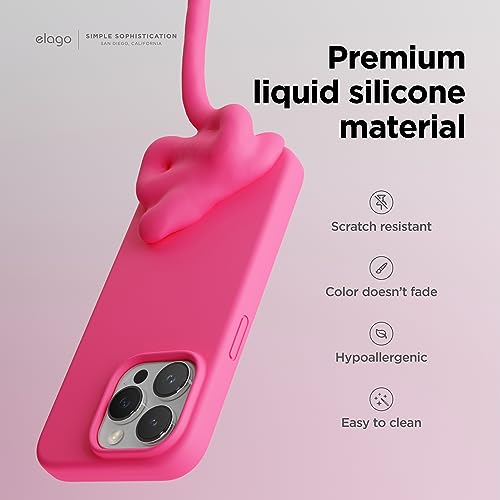 Image of elago Compatible with iPhone 15 Pro Case, Liquid Silicone Case, Full Body Protective Cover, Shockproof, Slim Phone Case, Anti-Scratch Soft Microfiber Lining, 6.1 inch (Ice Red)