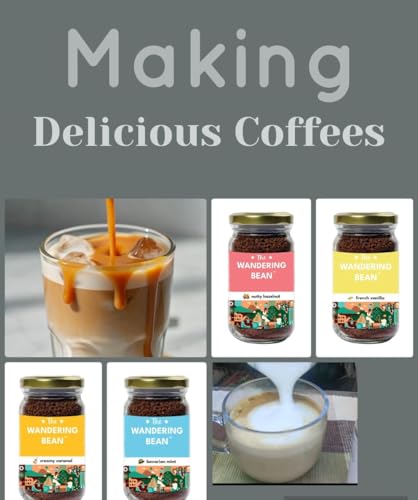 Image of The Wandering Bean Combo Pack Flavored Instant Coffee (Hazelnut + Caramel+ French Vanilla+ Mint) Combo of (4x60g)