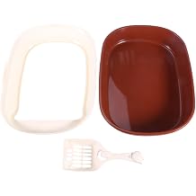 Coffee Plastic Cat Litter Box Self Cleaning Semi Enclosed Size S