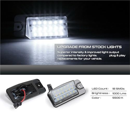 Luces LED matrícula EX37 FX35 QX50 soluciona iluminación trasera tenue 2uds 6