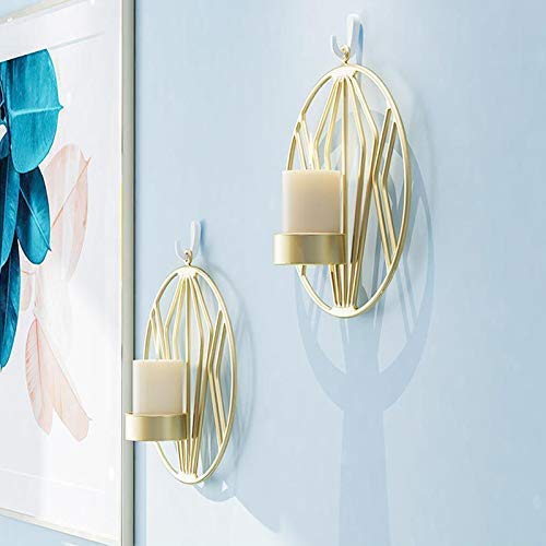 Set Of 2 Wall Candle Sconce For Small Pillar Candle, Metal Tealight Holders Wall Decorations For Living Room Bedroom, Ideal Gift For Wedding Bedroom Decor,Gold #TOP6
