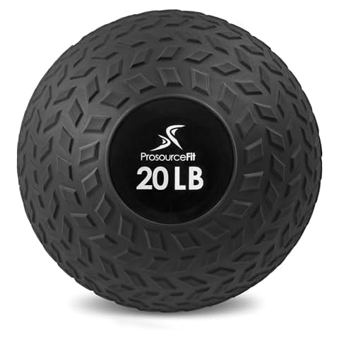 ProsourceFit Slam Medicine Balls 5, 10, 15, 20, 25, 30, 50lbs Smooth and Tread Textured Grip Dead Weight Balls for Strength and Conditioning Exercises, Cardio and Core Workouts Cover