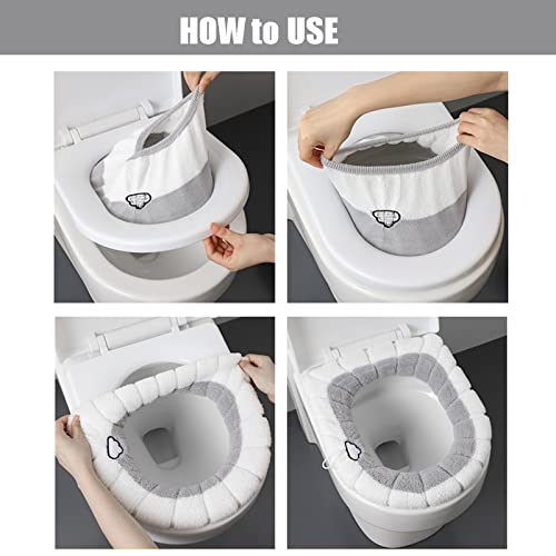 XUBX 4 Stück WC Sitzbezüge, Toilettensitzbezug, Toilettensitzabdeckung Waschbar, Toiletten Sitzbezug, Toilettensitz Pad Wärmer, WC Sitzbezug Deckel, Toilleten Sitz Abdeckungskissen, WC Sitz Matte – Bild 4