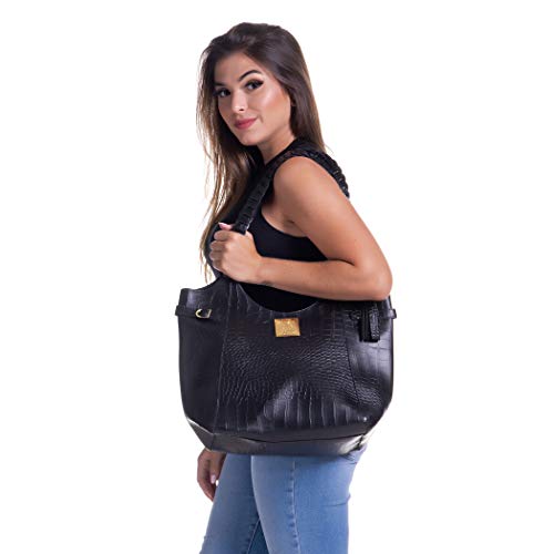 Bolsa Sacola com Alça Trançada Croco - Alice Monteiro