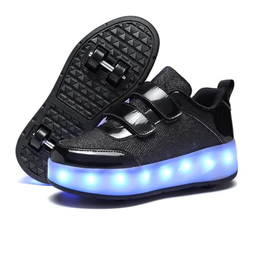Kids Four Wheels Roller Skate Shoes USB Charging Led Light Up Sneakers for Boys Girls