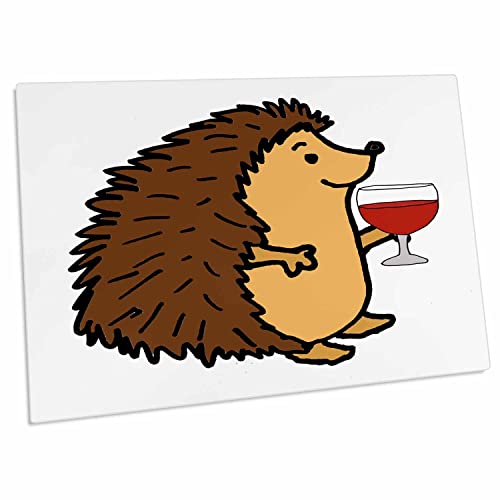 3dRose Fun Cool Hedgehog Drinking Red Wine Cartoon