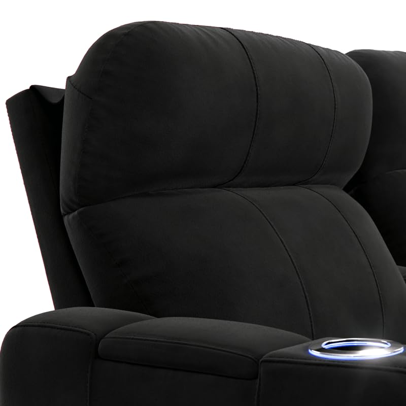 Image of Seatcraft Monterey Home Theater Seating Aria Onyx Row of 3 | Fabric, Wall Hugger, Zero Gravity, Powered Headrest, Power Recline, Zero Gap, USB charging