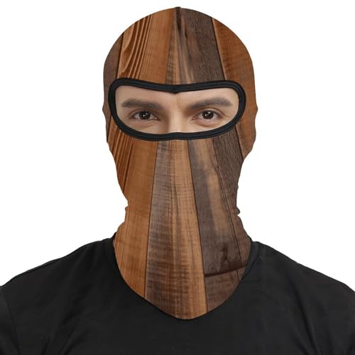 Máscara de esquí para hombres y mujeres, balaclava marrón con estampado de madera, máscara facial térmica, protección contra el frío, equipo de motocicleta, invierno miniatura 2