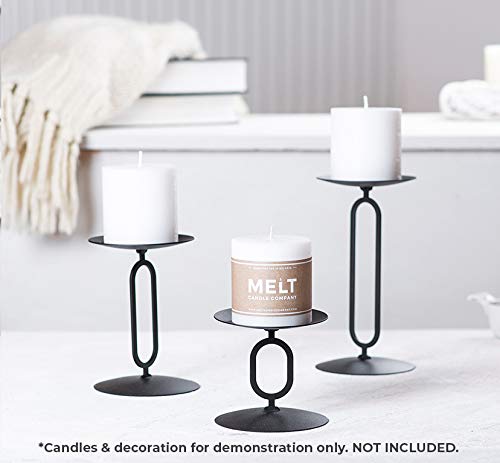 Melt Candle Company Candle Holders Black Metal Base Candleholders For Desk Top Decoration Table Or Mantel Centerpiece In Dining & Living Room, Candelabra For Flameless Led, Sphere & Pillar Candles  thumb #6