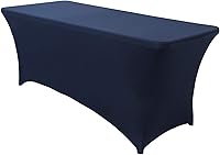 Vista 97 de Obstal Funda de mesa de elastano elástica de 4 pies para mesas plegables estándar, paquete de 2 manteles rectangulares universales ajustables
