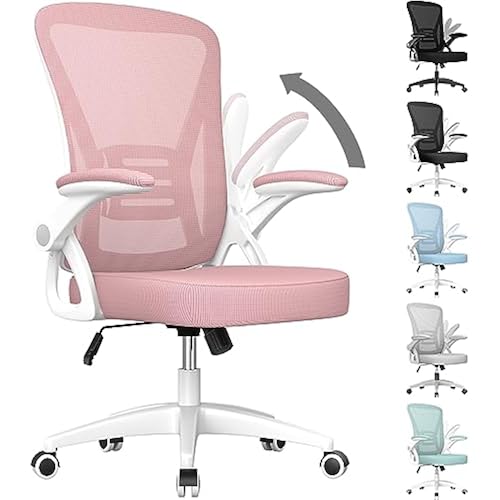 naspaluro Home Office Desk Chair Mid Back with Adjustable Height Pink