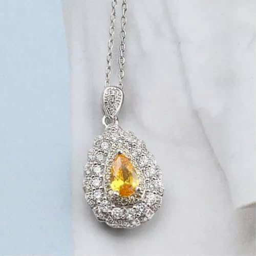 Collier chaîne argent 925 femme pendentif pierre rose jaune 5x8 mm