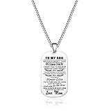 Jstud To My Son Necklace Birthday Gifts from Mom Never Forget I Love You Stainless Steel Dog Tag Necklace